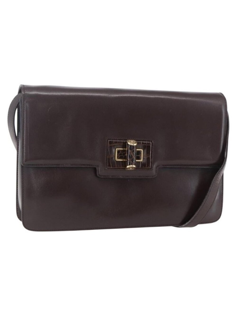 Authentic GUCCI Shoulder Bag Leather Brown Gold 004 46 0087